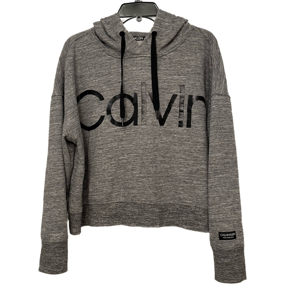 Calvin Klein Performance Logo Hoodie Sweatshirt Womens Size XL Oversized Gray